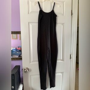 Black Textured Jumpsuit